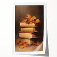 Vintage Fall Wall Art - Rustic Books & Autumn Leaves Canvas