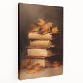 Vintage Fall Wall Art - Rustic Books & Autumn Leaves Canvas