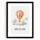 Dream Big Hot Air Balloon Nursery Wall Art - Baby Room Decor