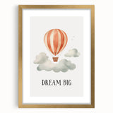 Dream Big Hot Air Balloon Nursery Wall Art - Baby Room Decor