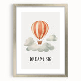 Dream Big Hot Air Balloon Nursery Wall Art - Baby Room Decor