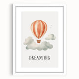 Dream Big Hot Air Balloon Nursery Wall Art - Baby Room Decor