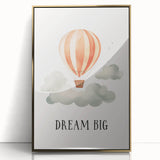 Dream Big Hot Air Balloon Nursery Wall Art - Baby Room Decor