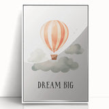 Dream Big Hot Air Balloon Nursery Wall Art - Baby Room Decor