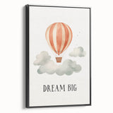 Dream Big Hot Air Balloon Nursery Wall Art - Baby Room Decor