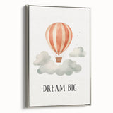 Dream Big Hot Air Balloon Nursery Wall Art - Baby Room Decor