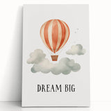 Dream Big Hot Air Balloon Nursery Wall Art - Baby Room Decor
