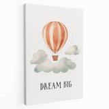 Dream Big Hot Air Balloon Nursery Wall Art - Baby Room Decor