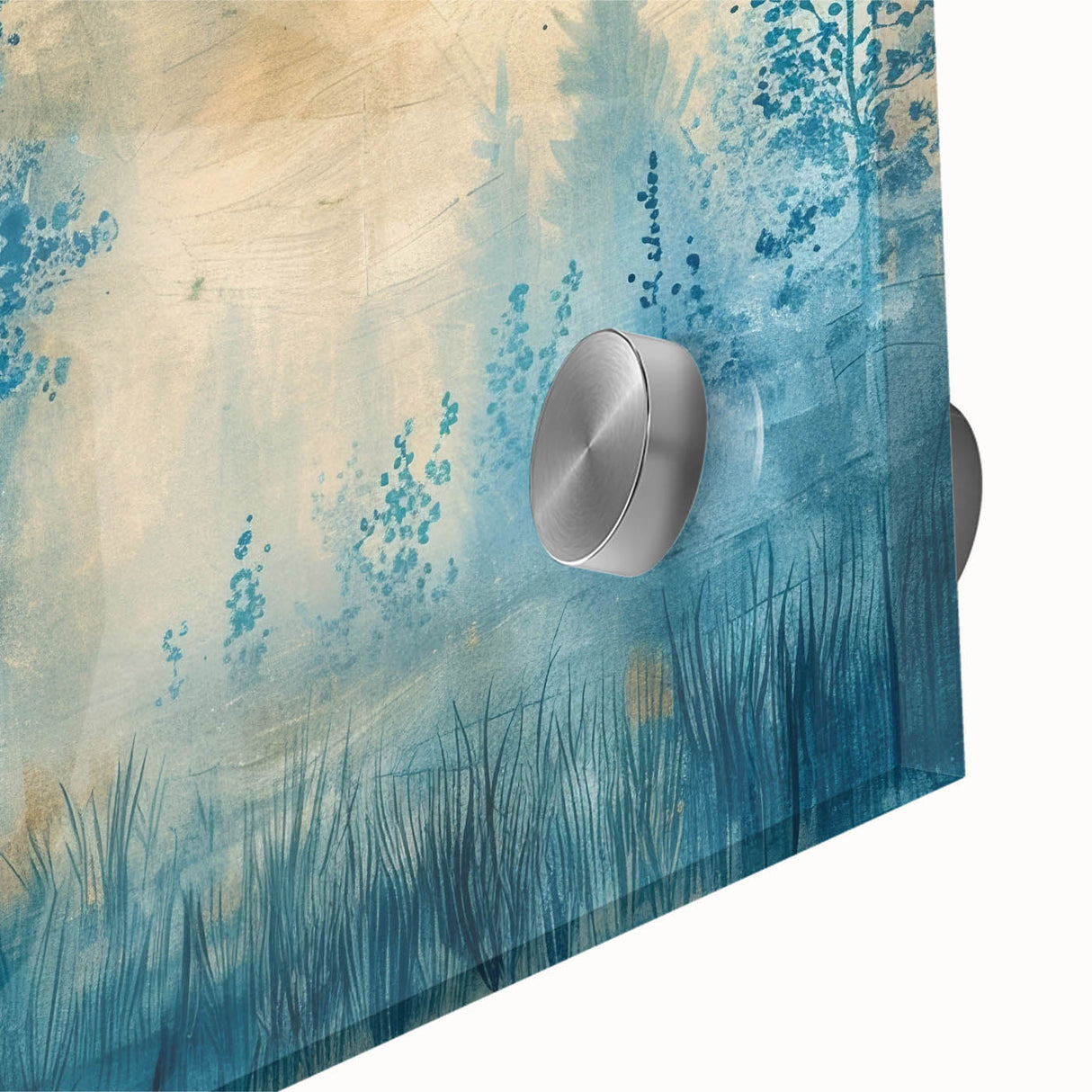 Close-up of a vibrant landscape acrylic glass print showcasing vivid colors and intricate details, ideal for modern home decor or art display, emphasizing artistic craftsmanship.