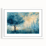 Landscape frame with a white mat showcasing a modern art print. The frame features a sleek design, ideal for home decor, enhancing any living space's aesthetic.