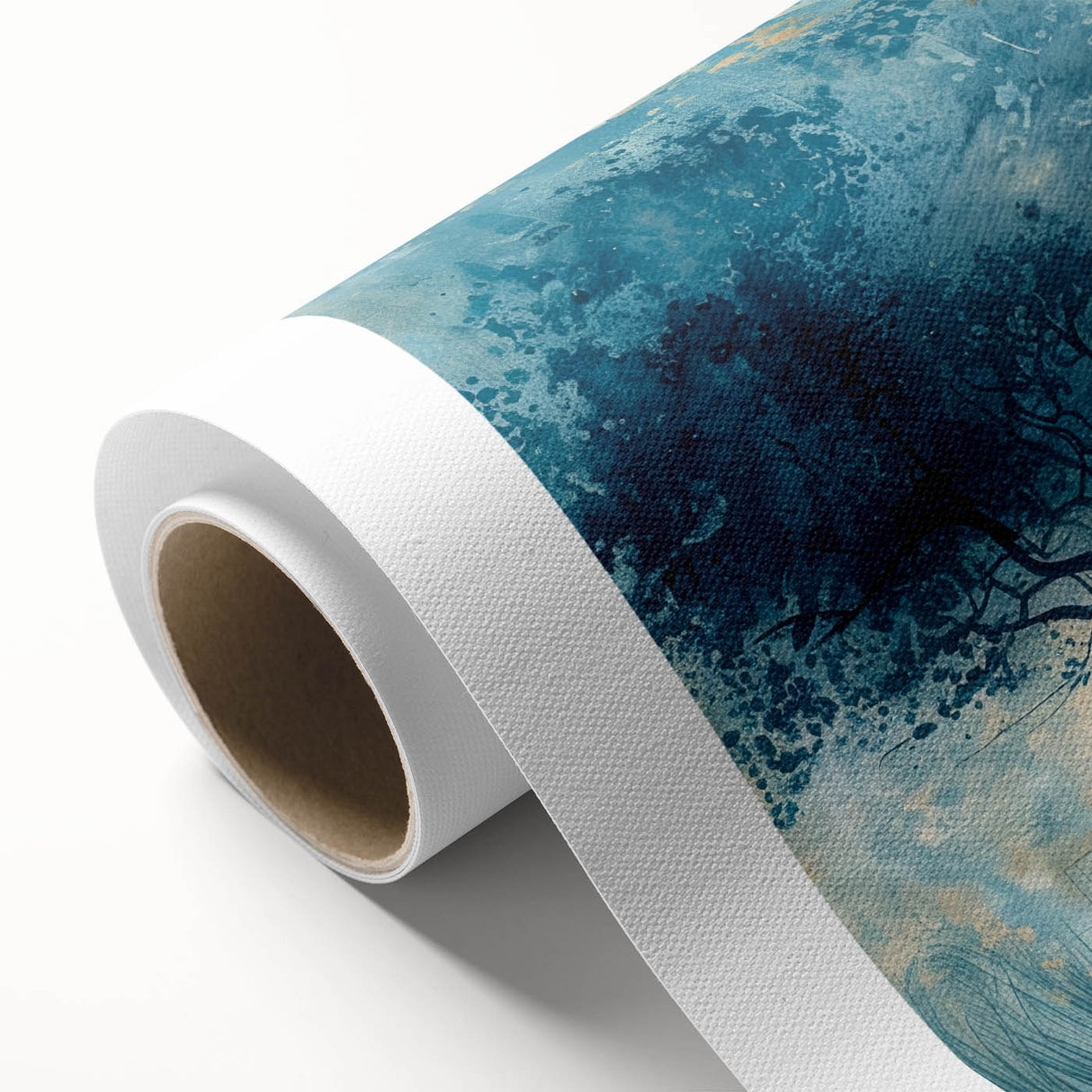 Rolled canvas showcasing a vibrant African tribal wall art design with intricate patterns and rich colors, securely packaged in a robust cardboard tube for safe shipping.