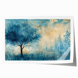 Rolled landscape art print showcasing vibrant abstract designs in earthy tones, carefully packaged in a protective cardboard tube for safe delivery. Perfect for home decor.