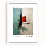 Abstract art print with deep red and burgundy tones on a framed canvas, suitable for dining room or bedroom decor.
