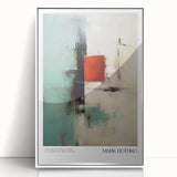 Modern art wall decor featuring a Rothko-inspired abstract design in vibrant red and orange tones on a framed acrylic panel.