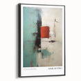 Black and white landscape painting on framed canvas, featuring a minimalistic style, ideal for bedroom wall art.