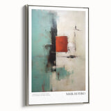 Modern landscape art painting on framed canvas, featuring vivid colors with black and silver accents.