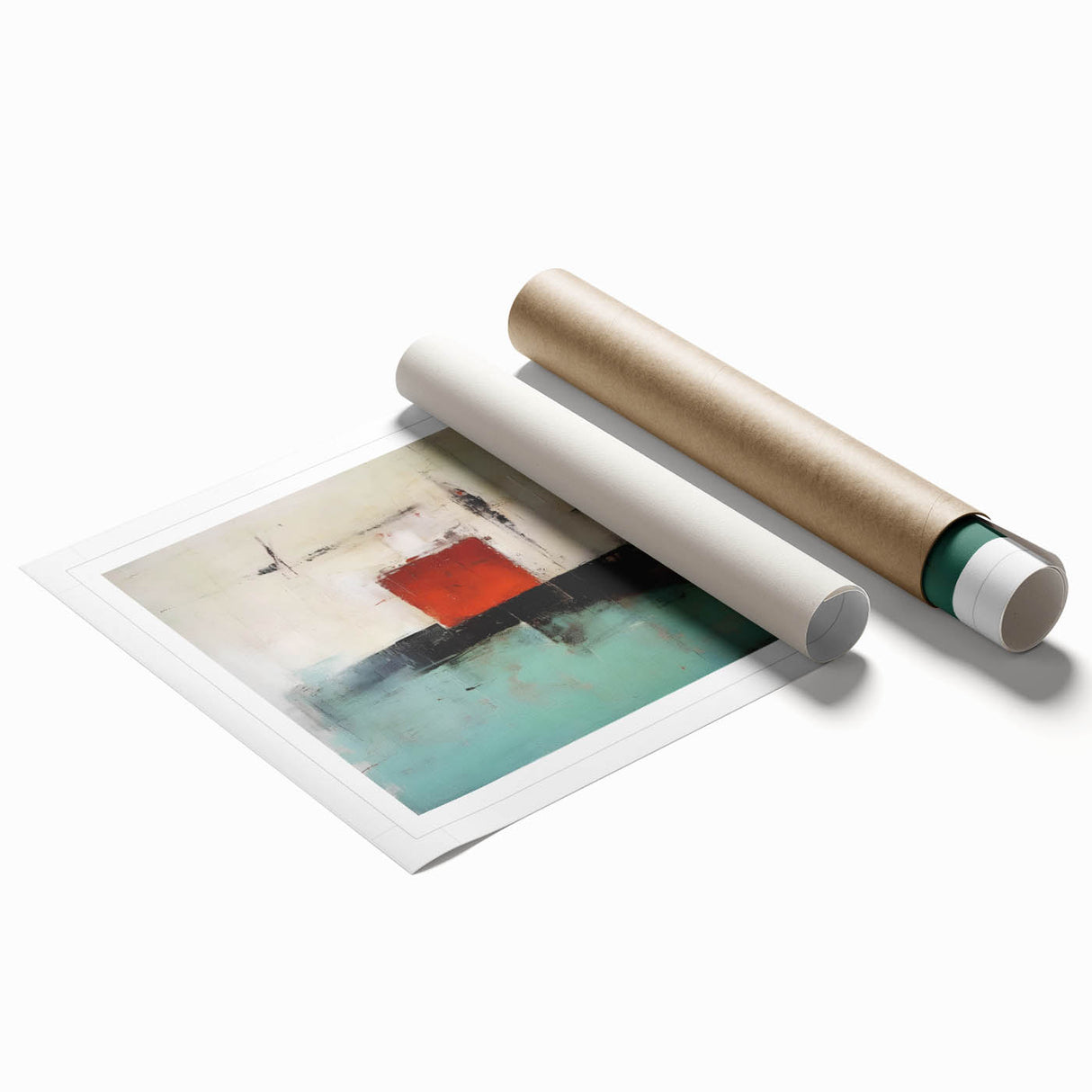 Extra large rolled print featuring a modern abstract design in deep red and black tones, ideal for classy bathroom wall art.