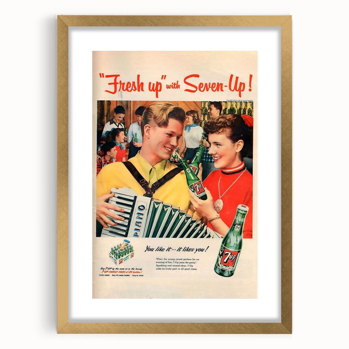 Retro 7-Up Party Ad – Vintage Print for Nostalgic Wall Art