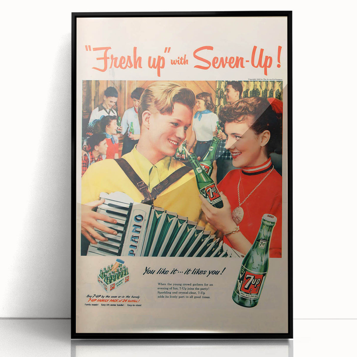 Retro 7-Up Party Ad – Vintage Print for Nostalgic Wall Art
