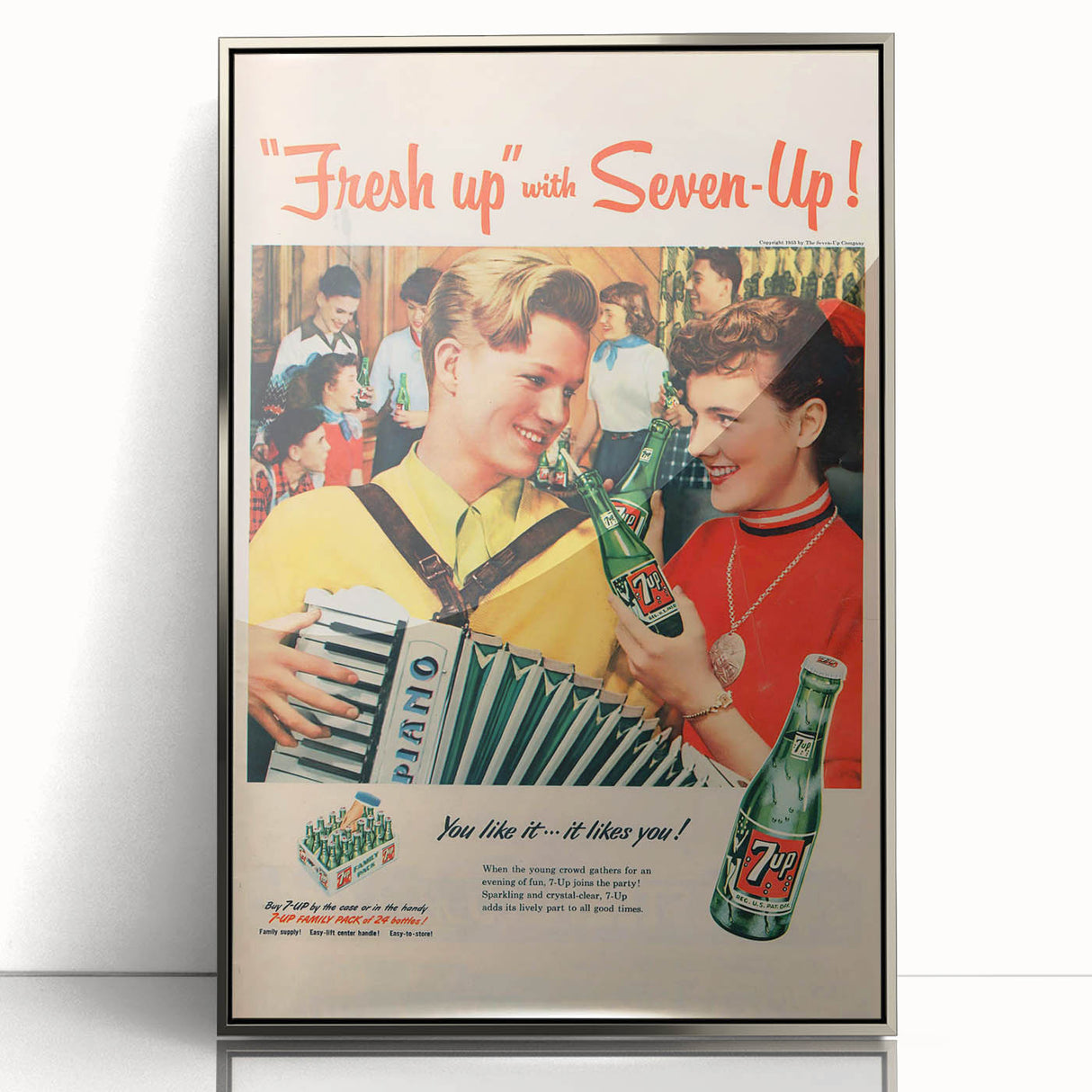 Retro 7-Up Party Ad – Vintage Print for Nostalgic Wall Art