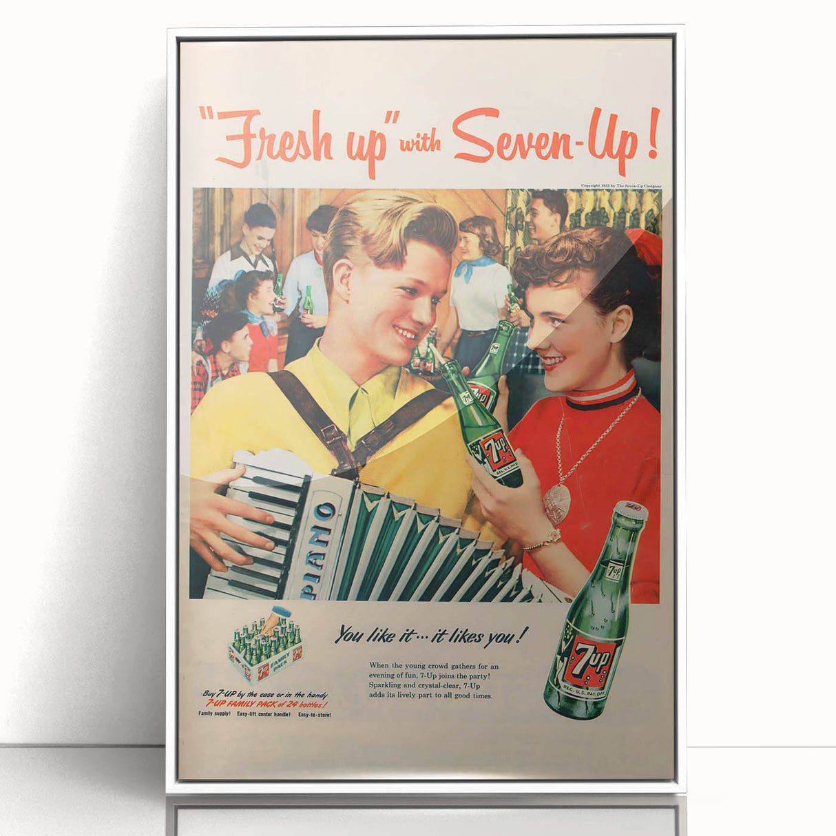 Retro 7-Up Party Ad – Vintage Print for Nostalgic Wall Art