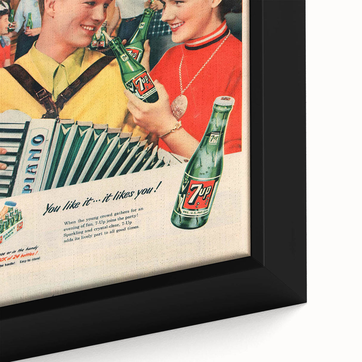 Retro 7-Up Party Ad – Vintage Print for Nostalgic Wall Art
