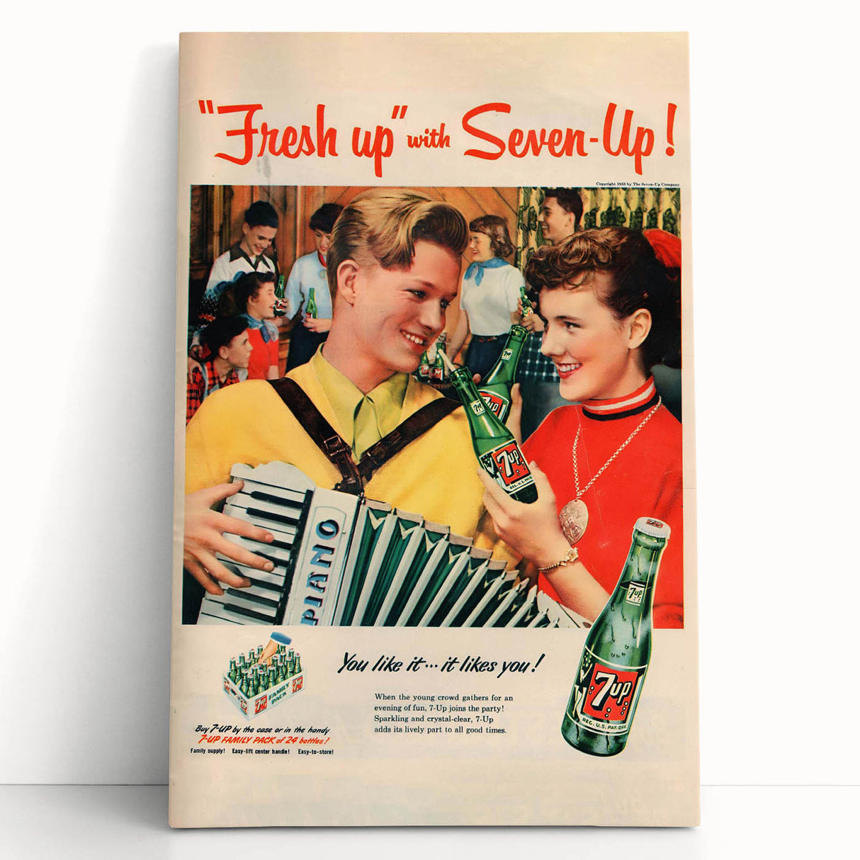 Retro 7-Up Party Ad – Vintage Print for Nostalgic Wall Art