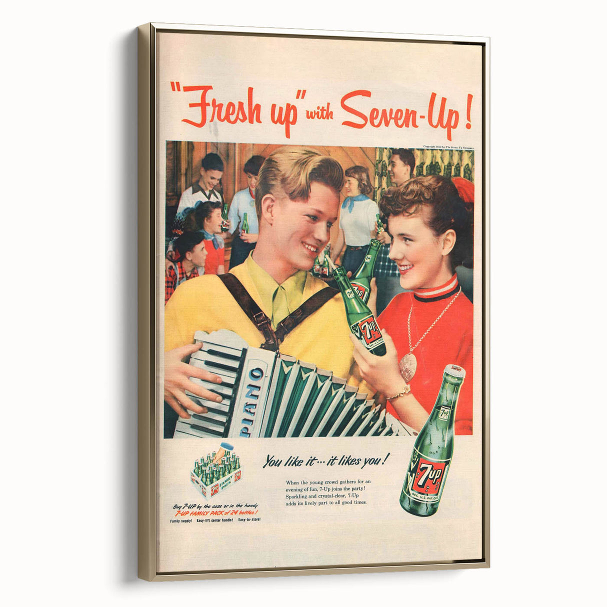 Retro 7-Up Party Ad – Vintage Print for Nostalgic Wall Art