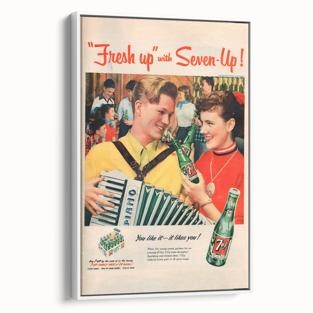 Retro 7-Up Party Ad – Vintage Print for Nostalgic Wall Art