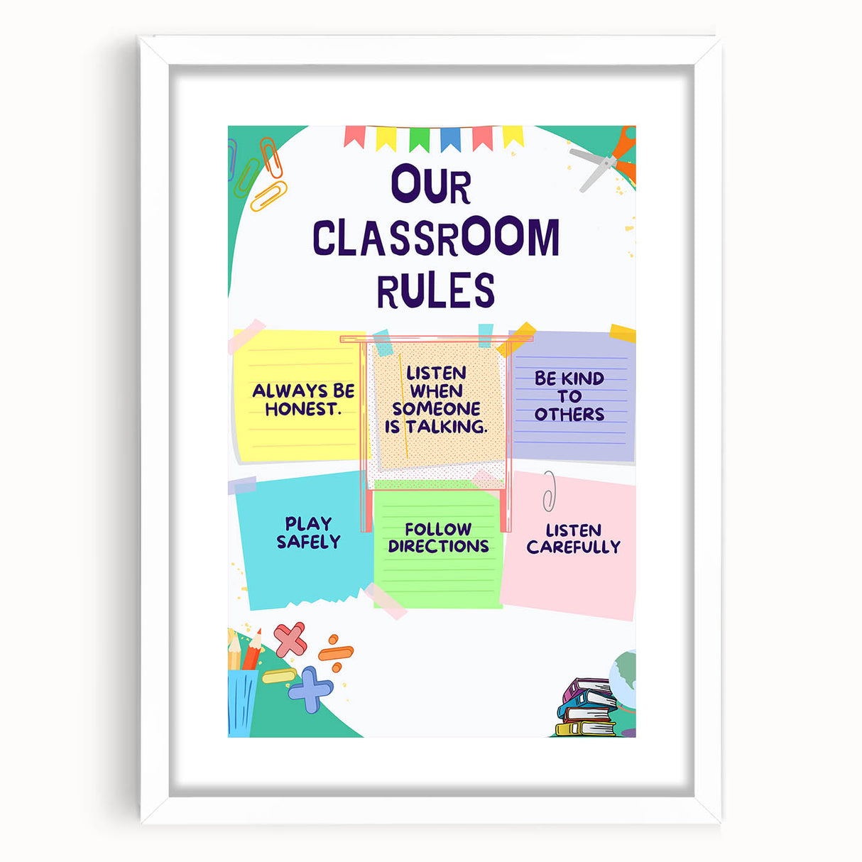 Classroom Rules Kids Educational Wall Art – Learning Poster