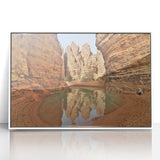 Large art print of an Algerian landscape in mid-century modernist style, acrylic framed, with earthy tones.