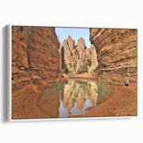Framed canvas depicting a vintage-style Algerian landscape in muted earth tones, ideal for bedroom wall art.
