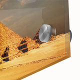 Large abstract depiction of an African desert landscape in muted earth tones on an acrylic glass.