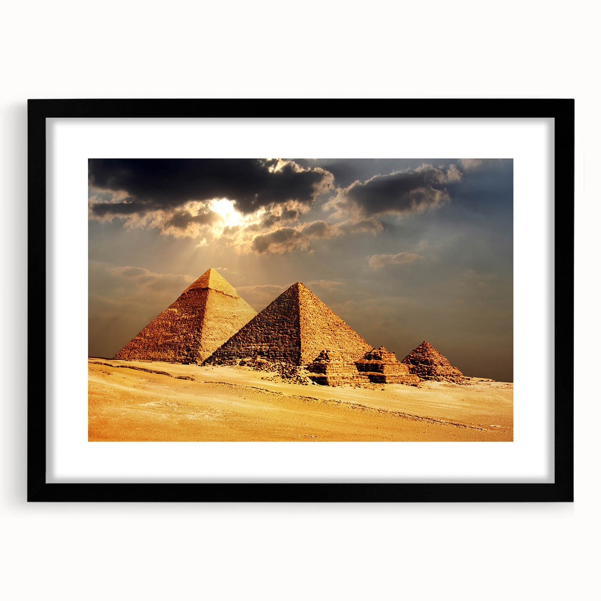 Extra large abstract art print depicting a colorful, textured African scenery on a framed black mat.