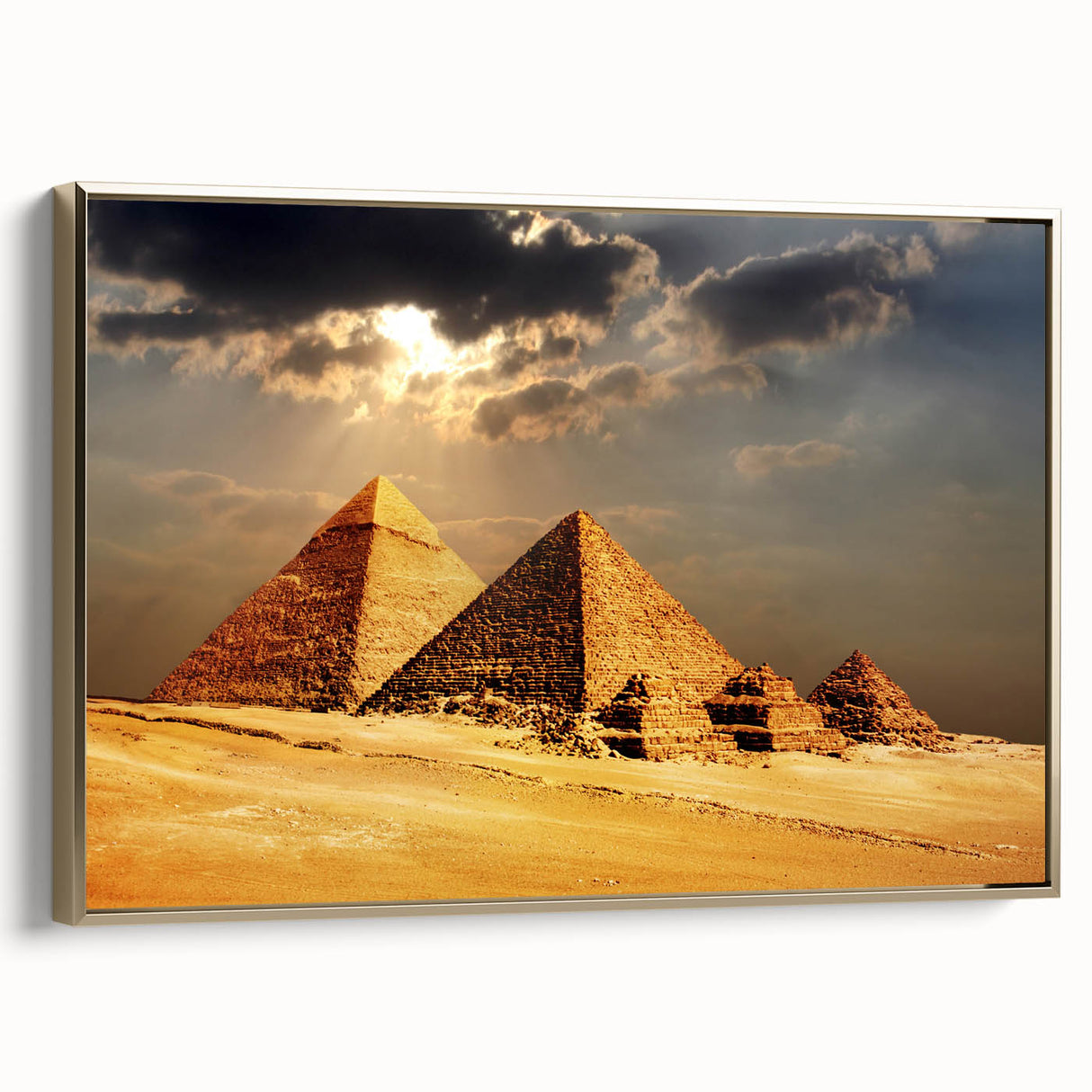 Landscape art painting of the Egyptian scenery on framed canvas.