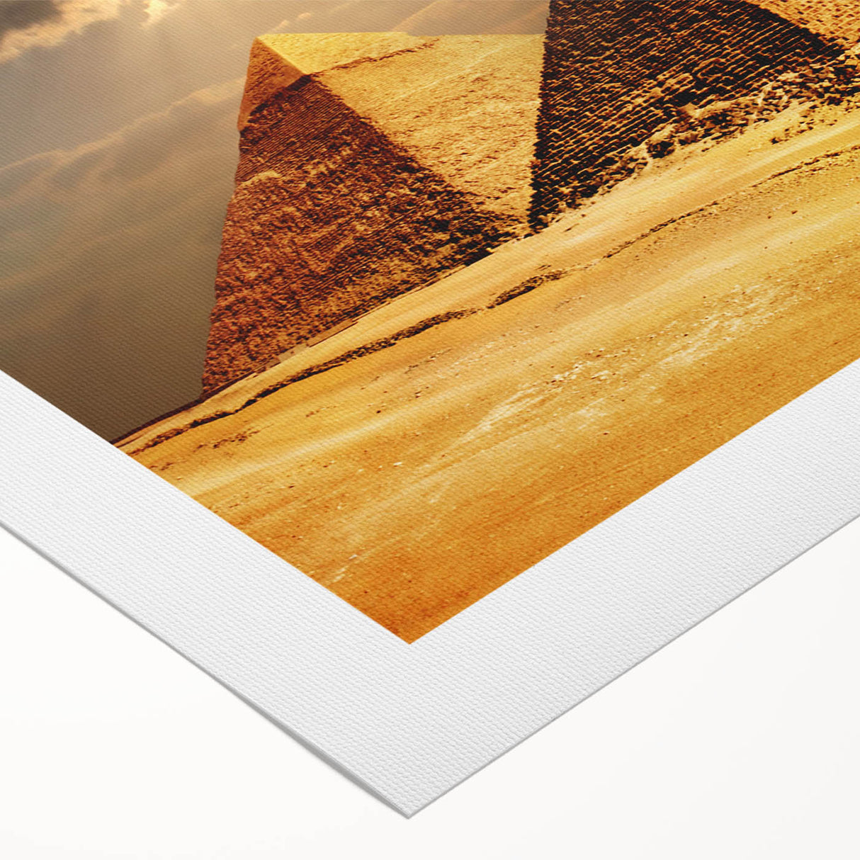 Art deco poster of Egyptian scenery on a rolled canvas, featuring earth tones, ideal for dining room wall art.