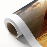 Art deco poster of Egypt scenery on rolled canvas, using pastel shades, suitable for nursery wall art.