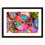 Extra large abstract art print depicting a colorful, textured Ethiopian landscape on a framed black canvas.