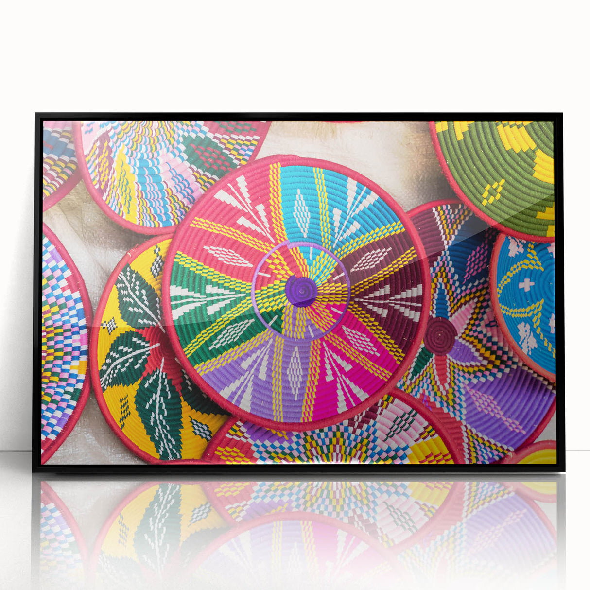 Large abstract wall art depicting an Ethiopian landscape in muted earth tones on a framed acrylic print.