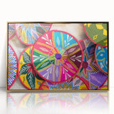 Mid-century modernist art depicting the Ethiopian landscape in acrylic, framed in gold, suitable for nursery wall art.