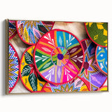 Framed canvas landscape art painting of an Ethiopian scenery in vibrant earth tones, ideal for living room decor.