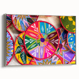 Vintage poster art of an Ethiopian landscape on framed canvas, featuring vibrant colors, ideal for living room decor.