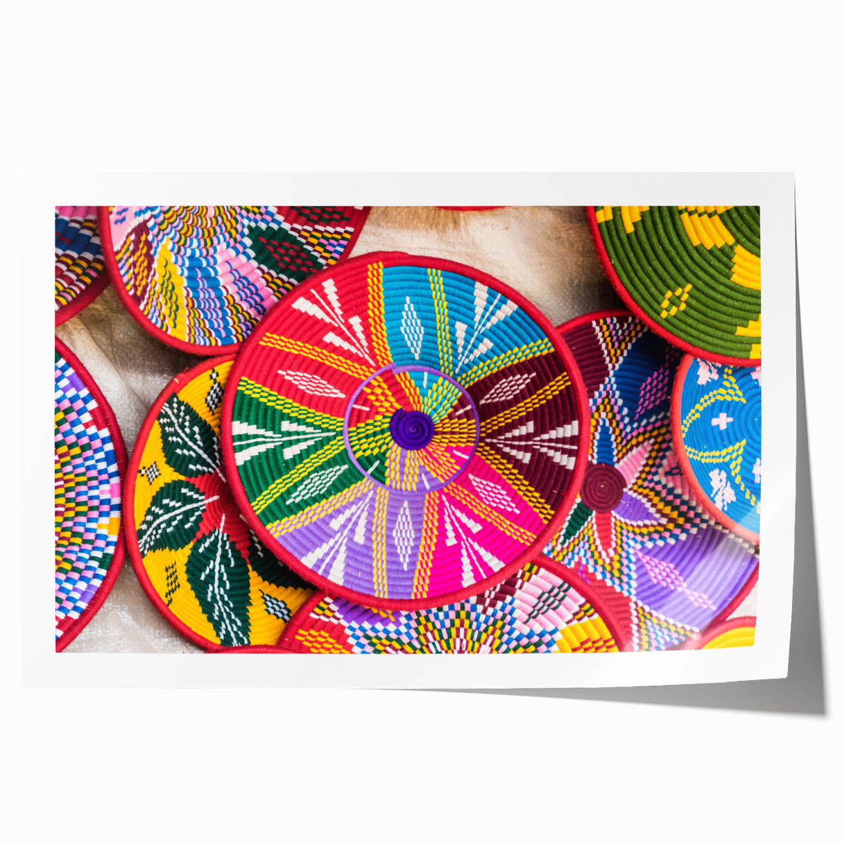 Ethiopian landscape with vibrant green and earth tones on an extra large rolled print, suitable for dining room art.