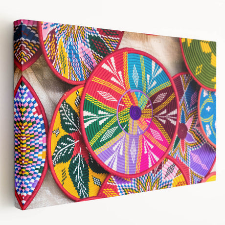 Ethiopian landscape on large stretched canvas with earthy tones, ideal for kitchen wall art.