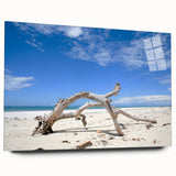 Large abstract wall art depicting a serene Kenyan landscape on acrylic glass, suited for bedroom or dining room decor.