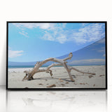 Large abstract wall art depicting the Kenyan scenery in muted earth tones on a framed acrylic.