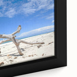Extra large framed canvas featuring a textured depiction of a Kenyan scenery in black with colorful accents.