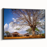 Black and white landscape art painting of Madagascar on framed canvas, ideal for bedroom wall decor.