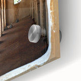 Large abstract depiction of Mali scenery in muted earth tones on acrylic glass, suitable for dining room art.