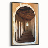 Black and white landscape art painting of Mali on framed canvas, ideal for bedroom decor.